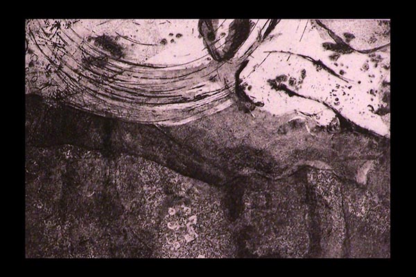 ONWARD, (detail) p. 9 of 12, 2005, etchings with acquatint and pronto plate text, 12x10"
