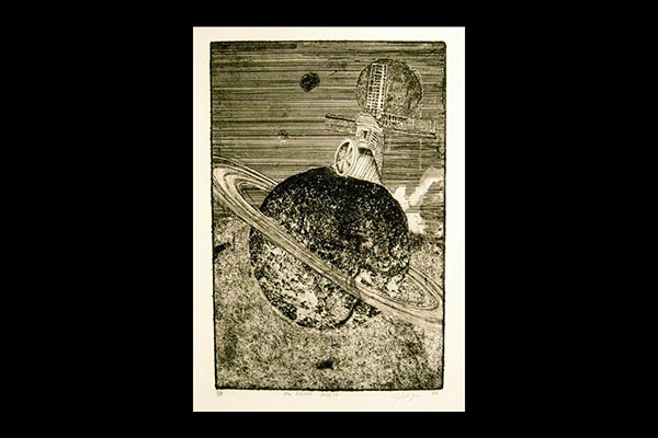 Its Moon and It, 2005, etching with acquaint and drypoint, 9x12"