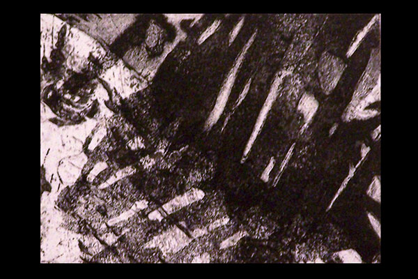 ONWARD, (detail) p. 4 of 12, 2005, etchings with acquatint and pronto plate text, 12x10"