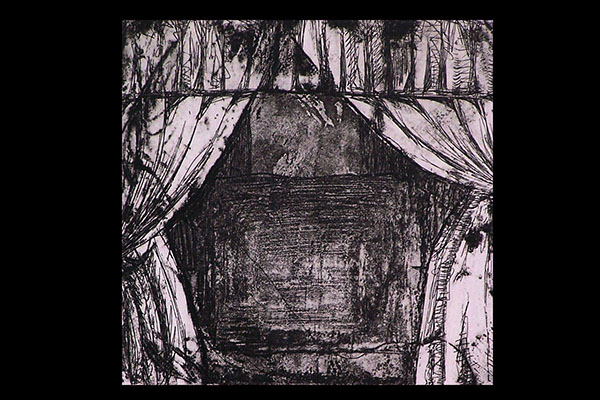 ONWARD, (detail) p. 7 of 12, 2005, etchings with acquatint and pronto plate text, 12x10"