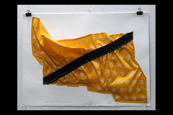 Luscher Color Test Plan C-X, 2009, relief, elastic and embroidery on nylon and paper, 30x22"